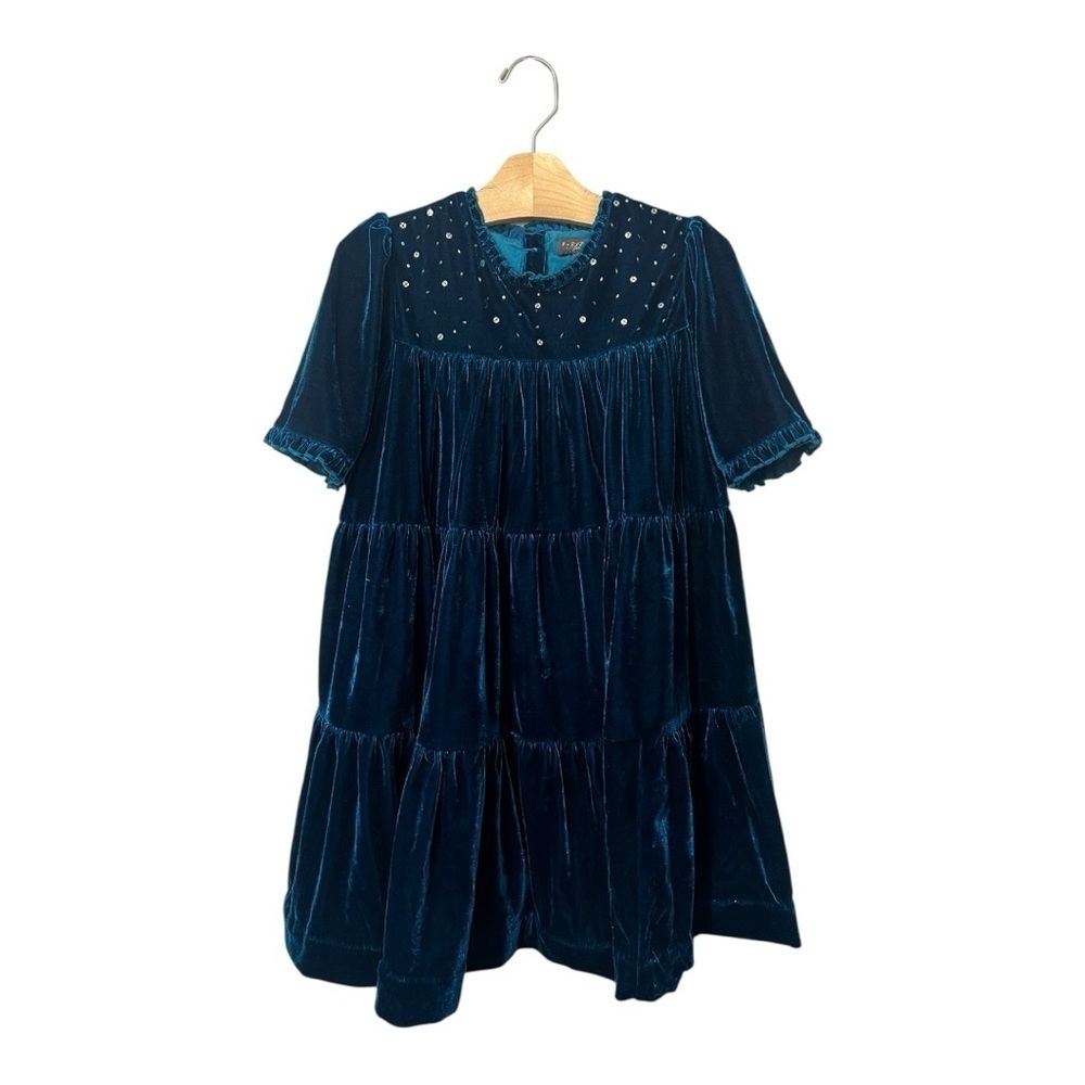 Velveteen Girls Velvet Dress Size 8 Tiered Embellished Modest Party Holiday